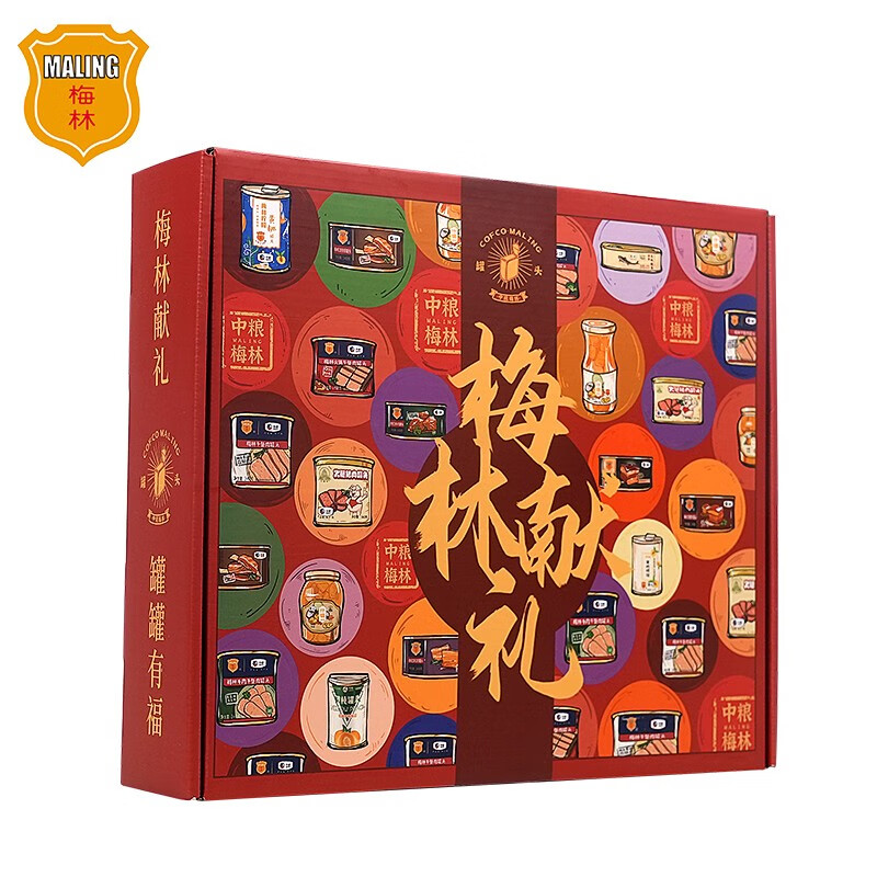 【梅林】物美价廉午餐肉礼盒1972g（单位：盒） 红色